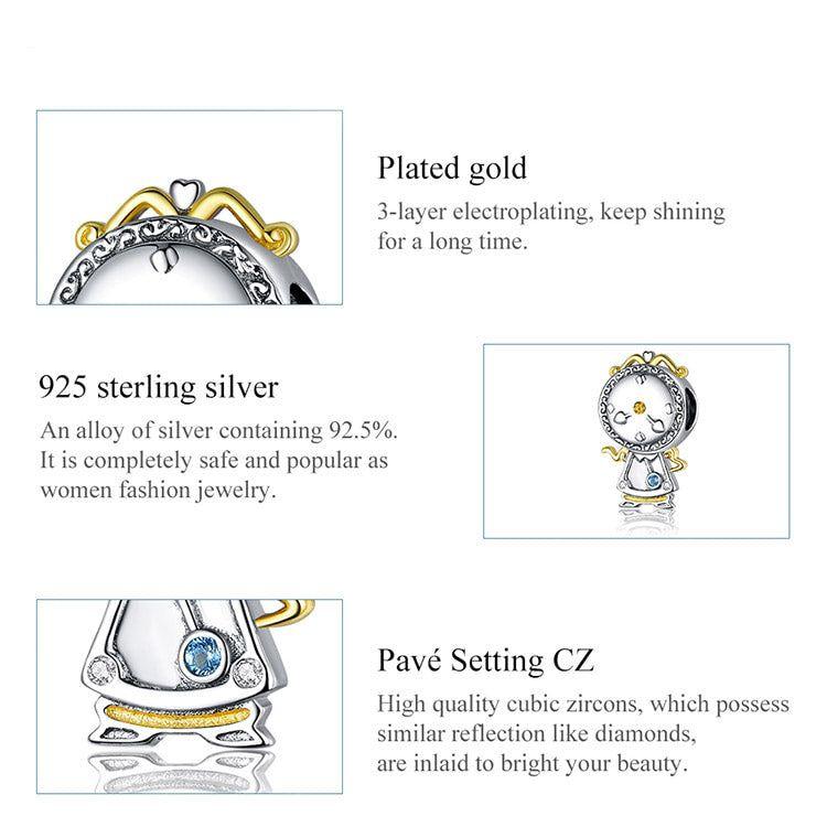 Magic clock sterling silver charm for bracelet