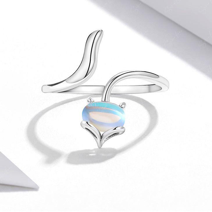 fox adjustable ring in sterling silver
