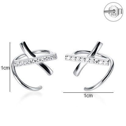 X letter spiral wrap sterling silver earrings
