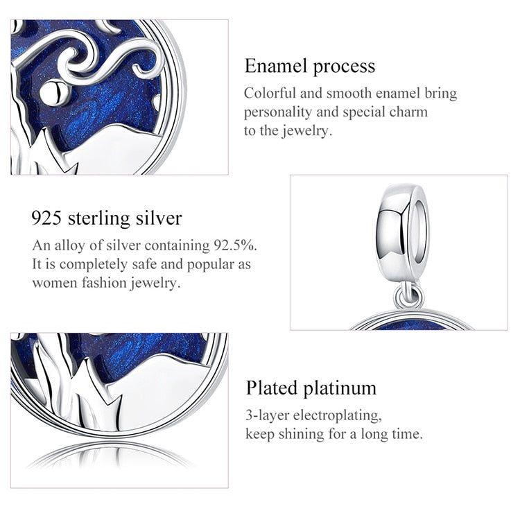 Van Gogh starry sky sterling silver dangle charm