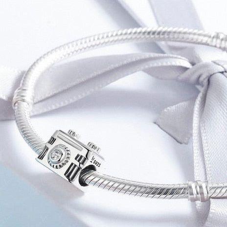 Sterling silver camera bead charm for bracelet
