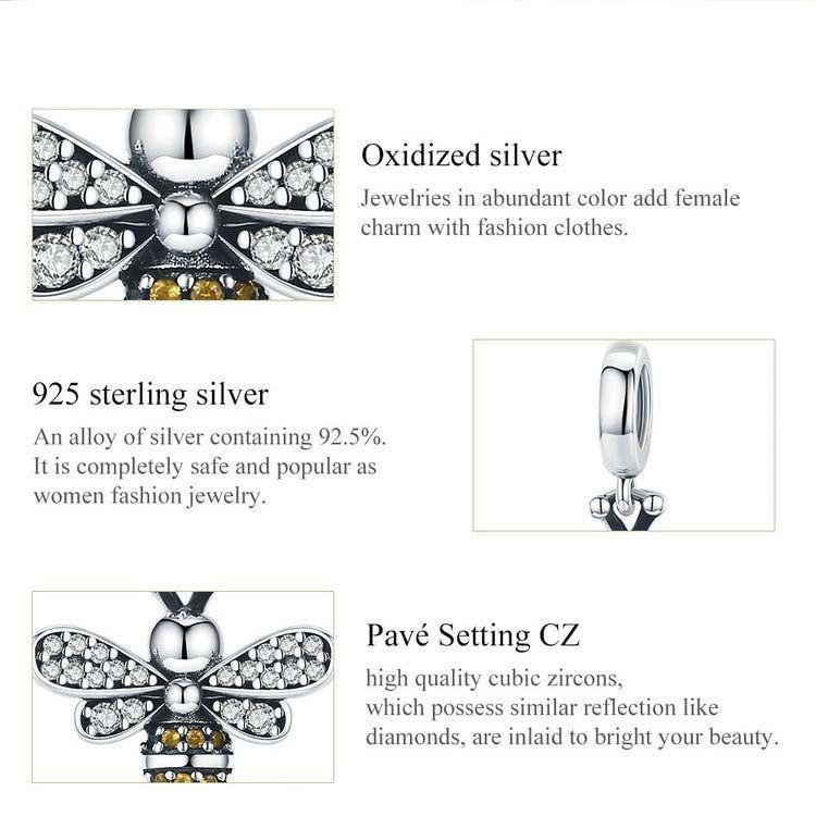 Silver honey bee sterling silver pendant charms