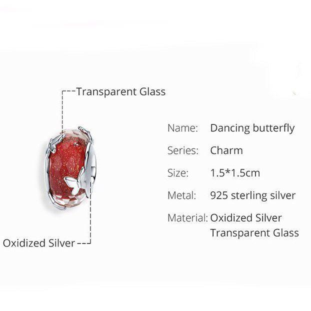Red Murano butterfly glass bead charm