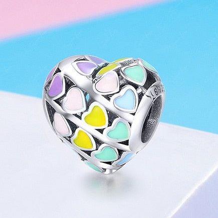 rainbow hearts charm