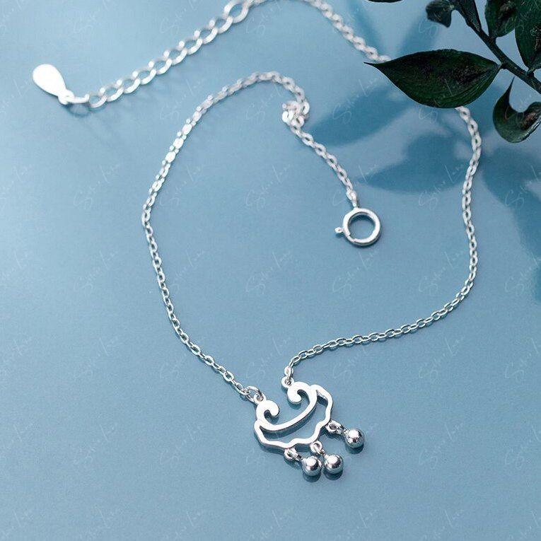 longevity lock charm silver anklet