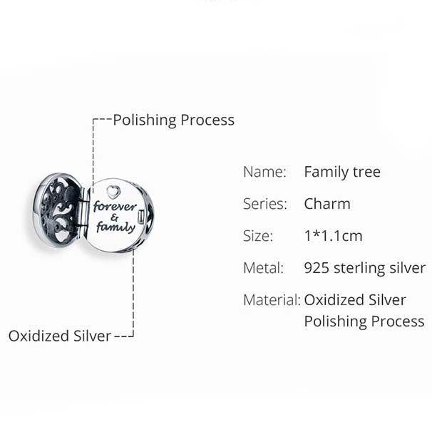 Forever family tree locket charm for bracelet
