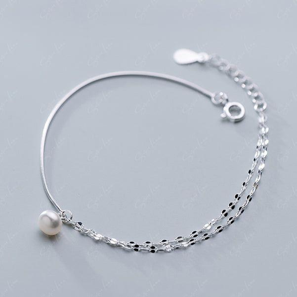pearl drop silver anklet