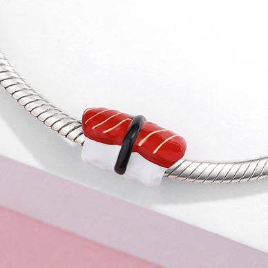 Japanese sushi charm for bracelet in sterling silver