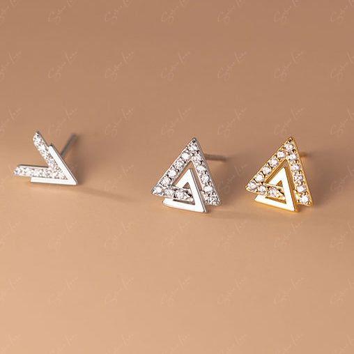 Abstract triangle and V shape sterling silver stud earrings