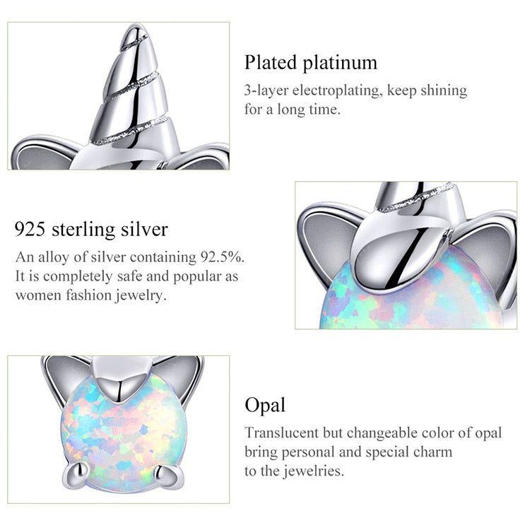 Unicorn opal stone sterling silver stud earrings
