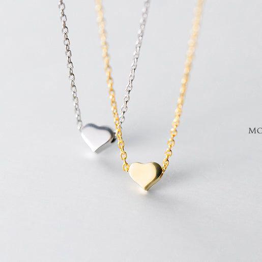 tiny heart sterling silver necklace