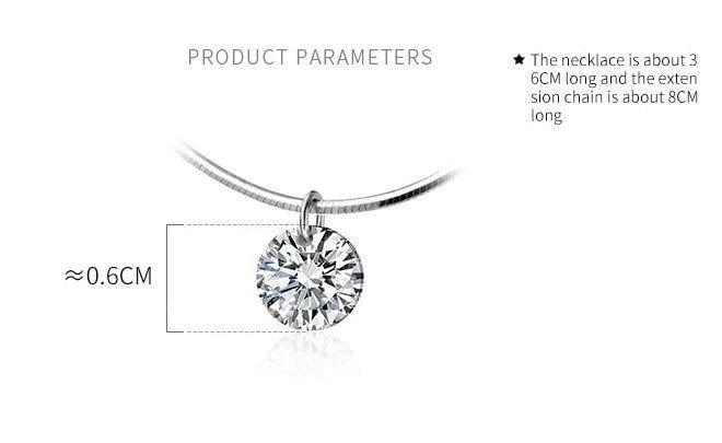 Solitaire cubic zirconia sterling silver necklace