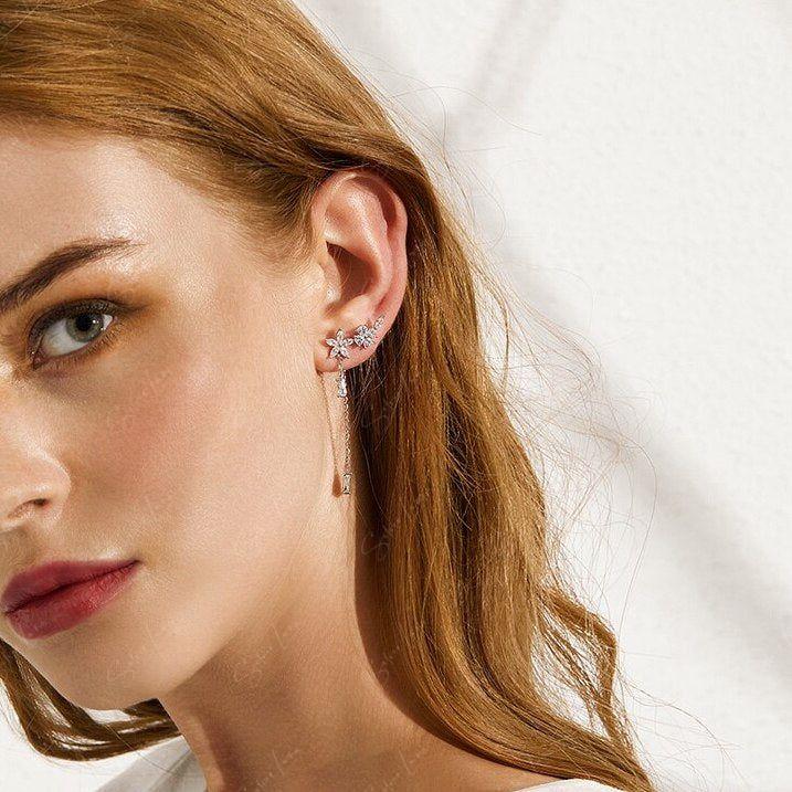 flower dangle drop earrings