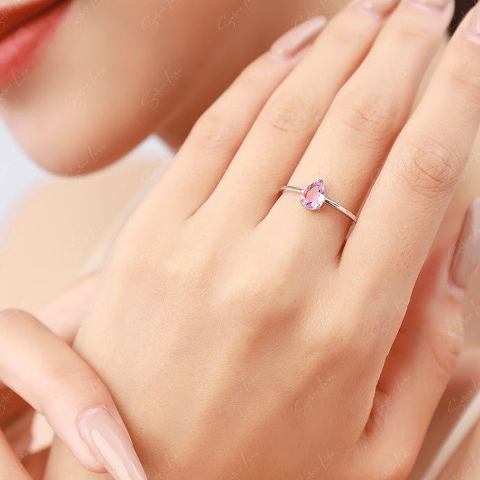 teardrop tourmaline silver ring