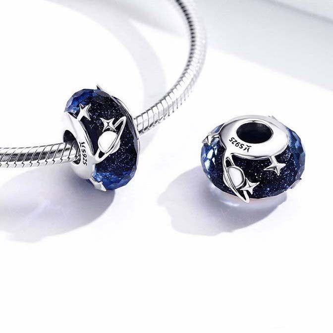 planet and star Murano glass bead charm