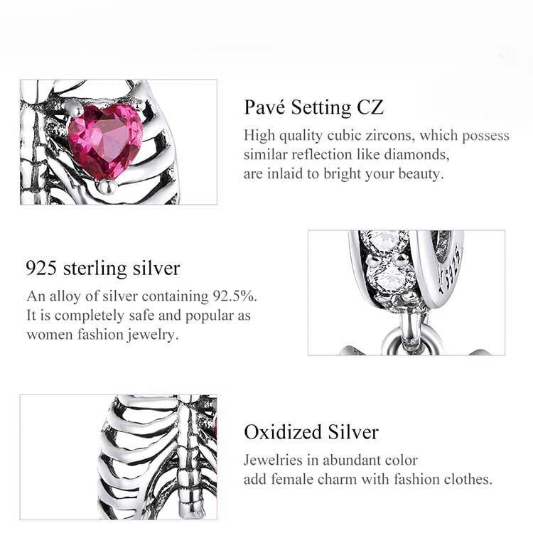 Oath of love rib cage sterling silver pendant charm