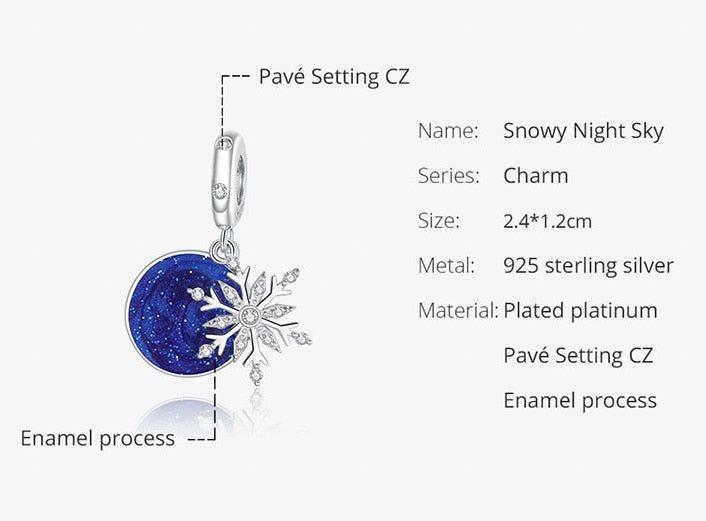 Snowflake on the sky sterling silver pendant charm