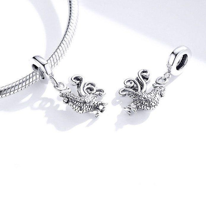 sterling silver rooster pendant charm