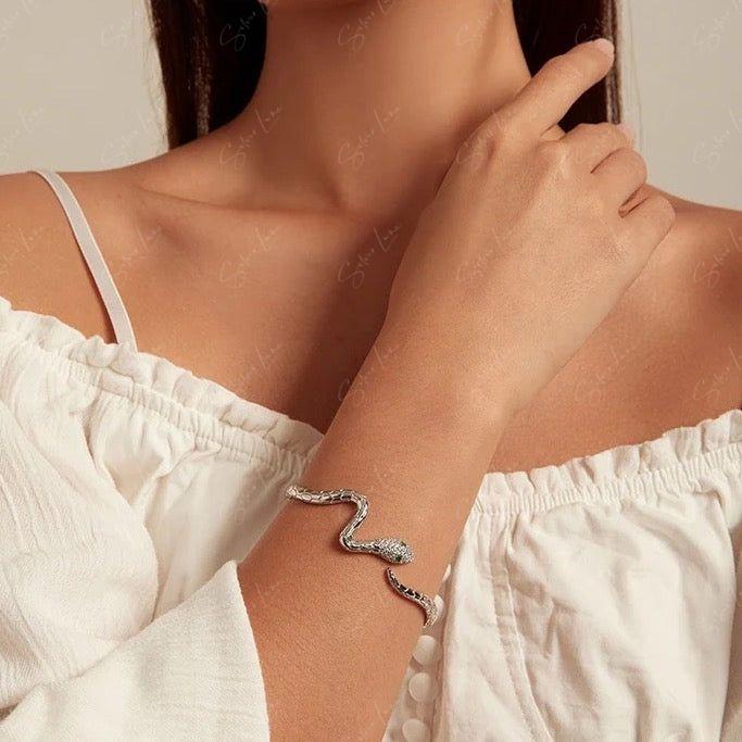 Bohemian snake wrap open bangle bracelet