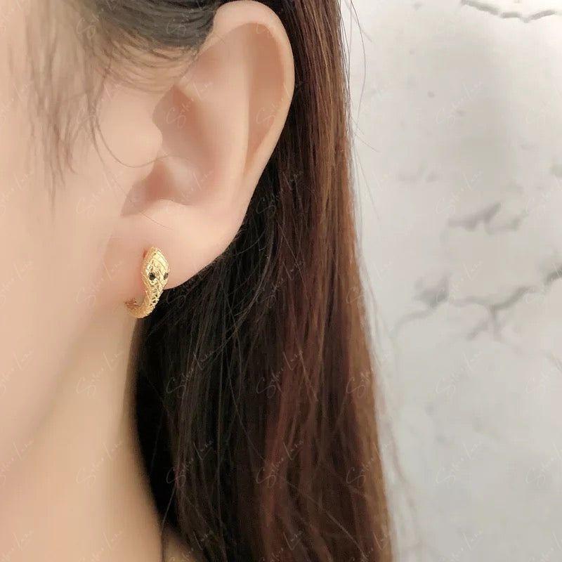 Cleopatra serpentine snake hoop earrings