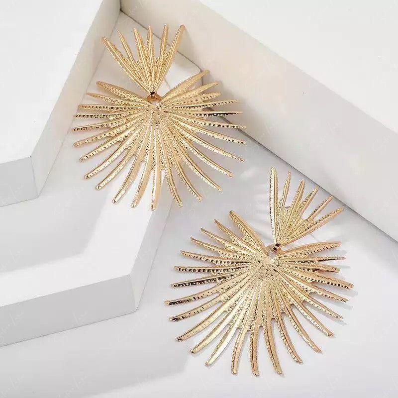 Bohemian abstract sun ray metal earrings