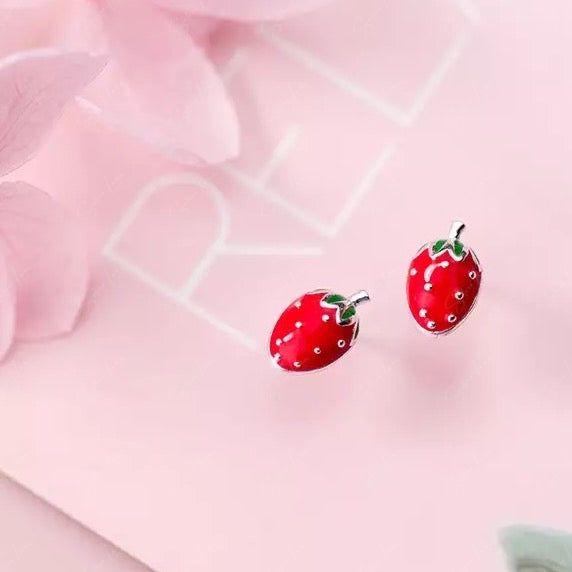 sweet strawberry stud earrings