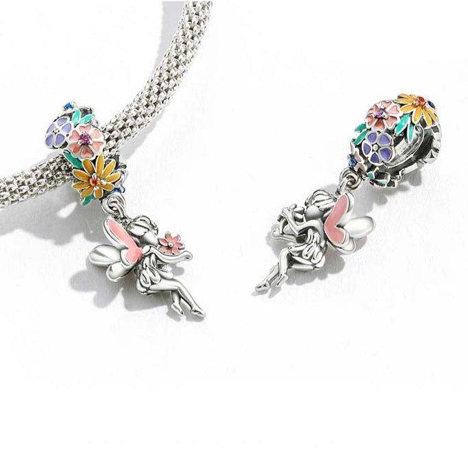 flower fairy pendant silver charm