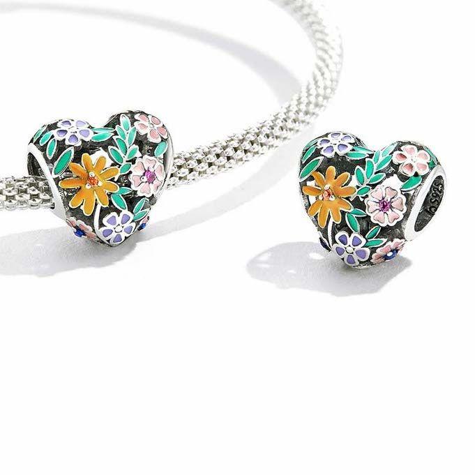 flower heart charm