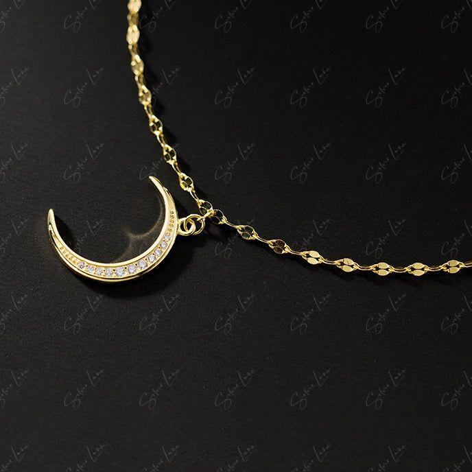 dazzling sterling silver golden moon anklet