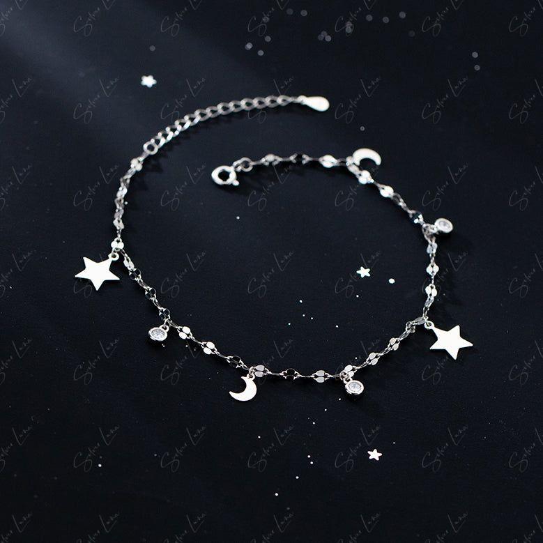 dazzling star charms silver anklet