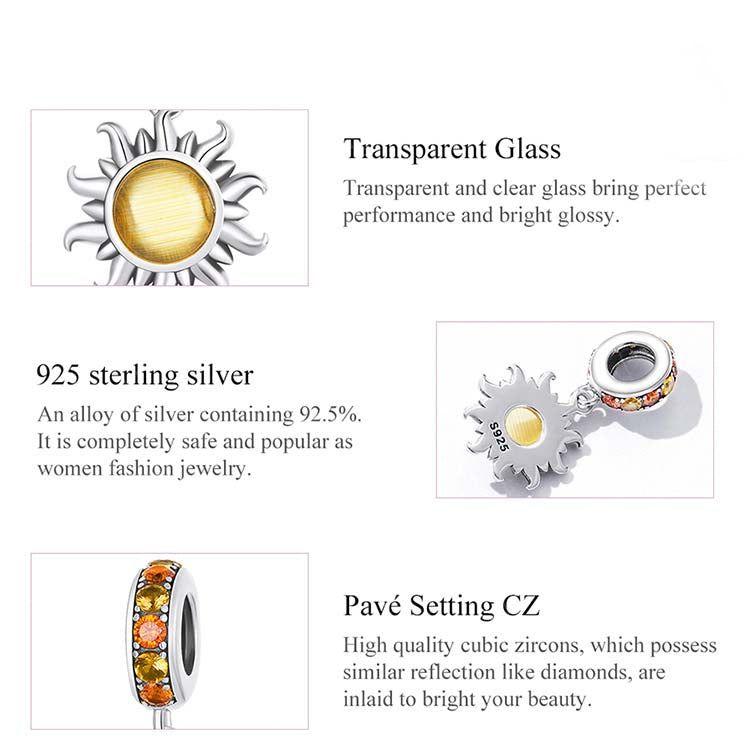 Sun sterling silver pendant dangle charm