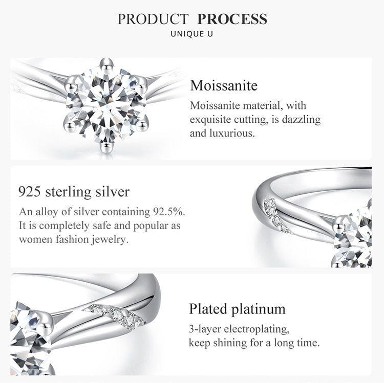 Moissanite sterling silver engagement ring
