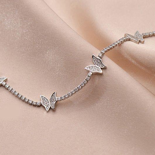 Cubic zirconia butterfly choker necklace