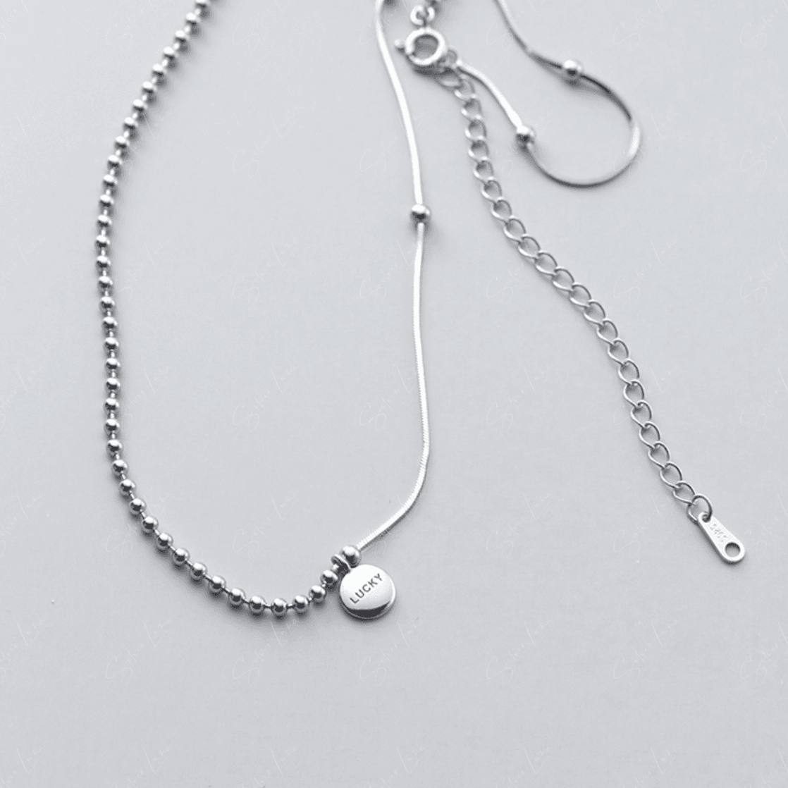 Lucky charm sterling silver choker necklace