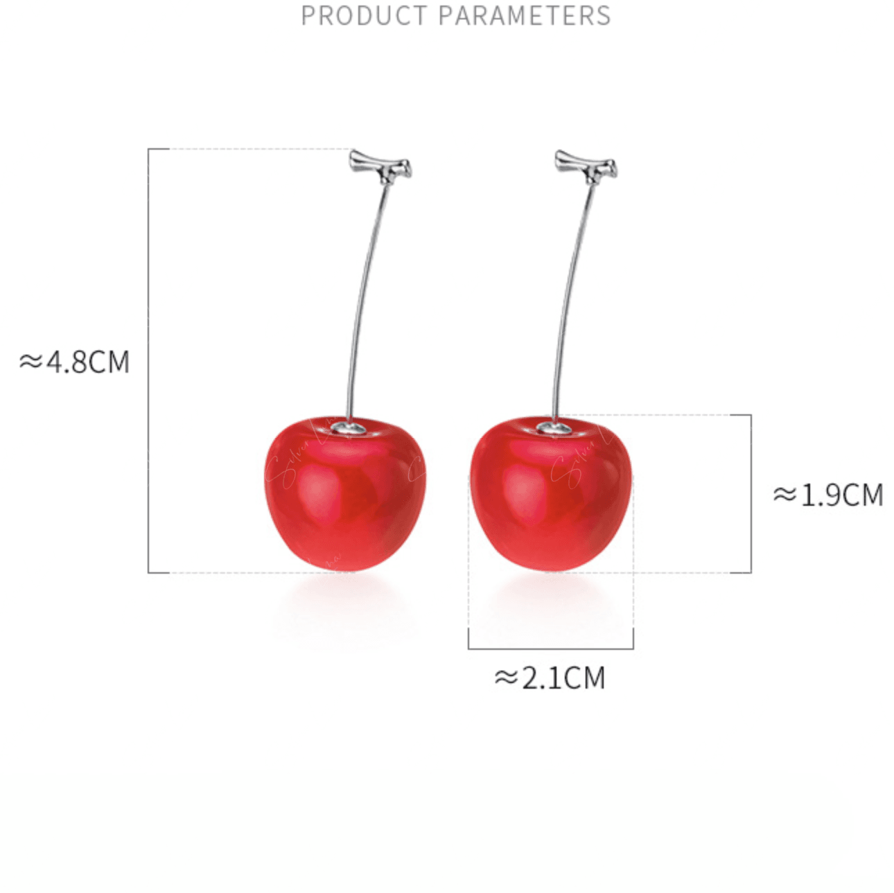 Cherry fruit sterling silver dangle drop earrings
