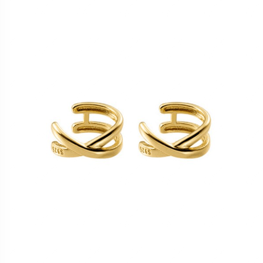 Cross clip on non piercing ear cuffs in sterling silver