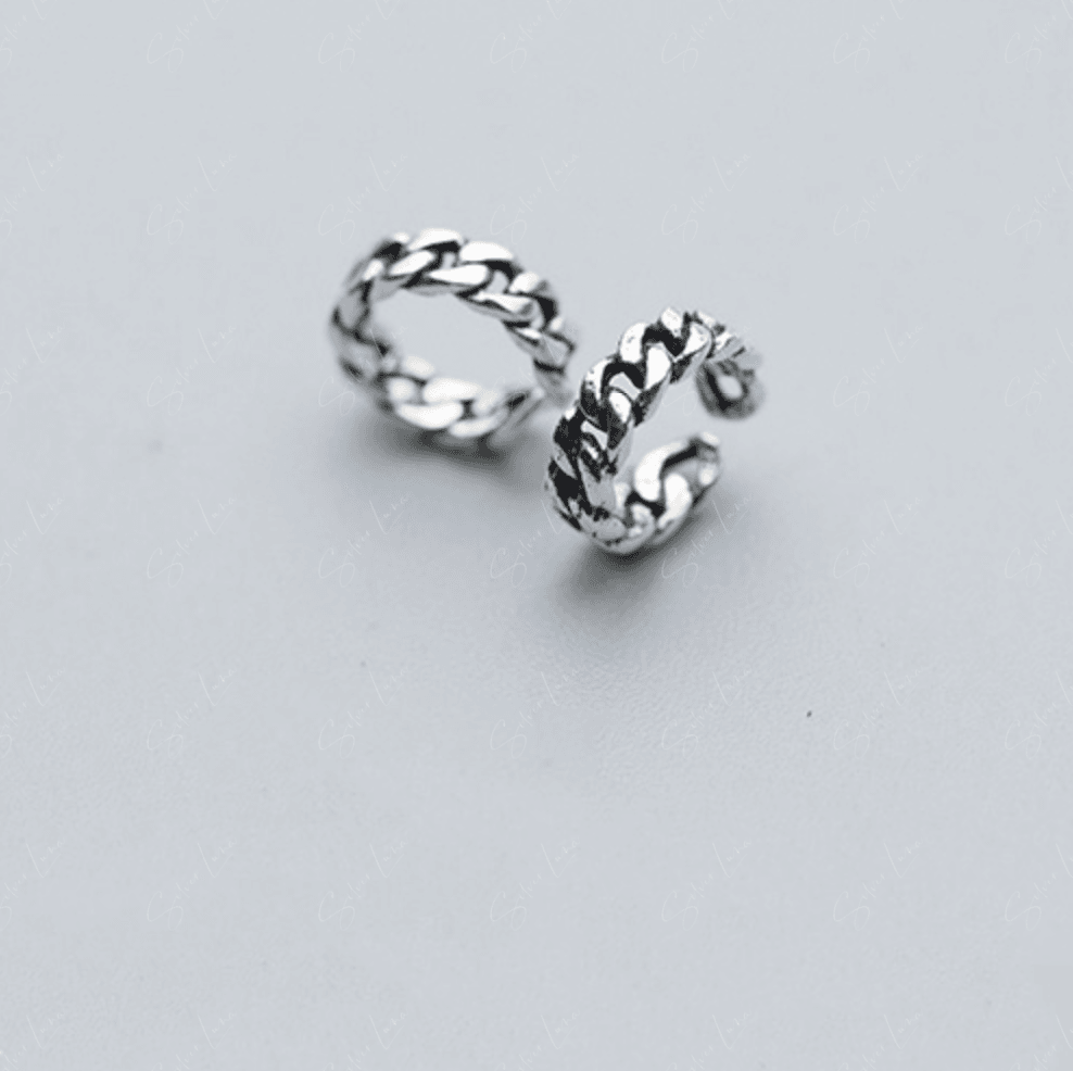 Link chain sterling silver ear cuffs