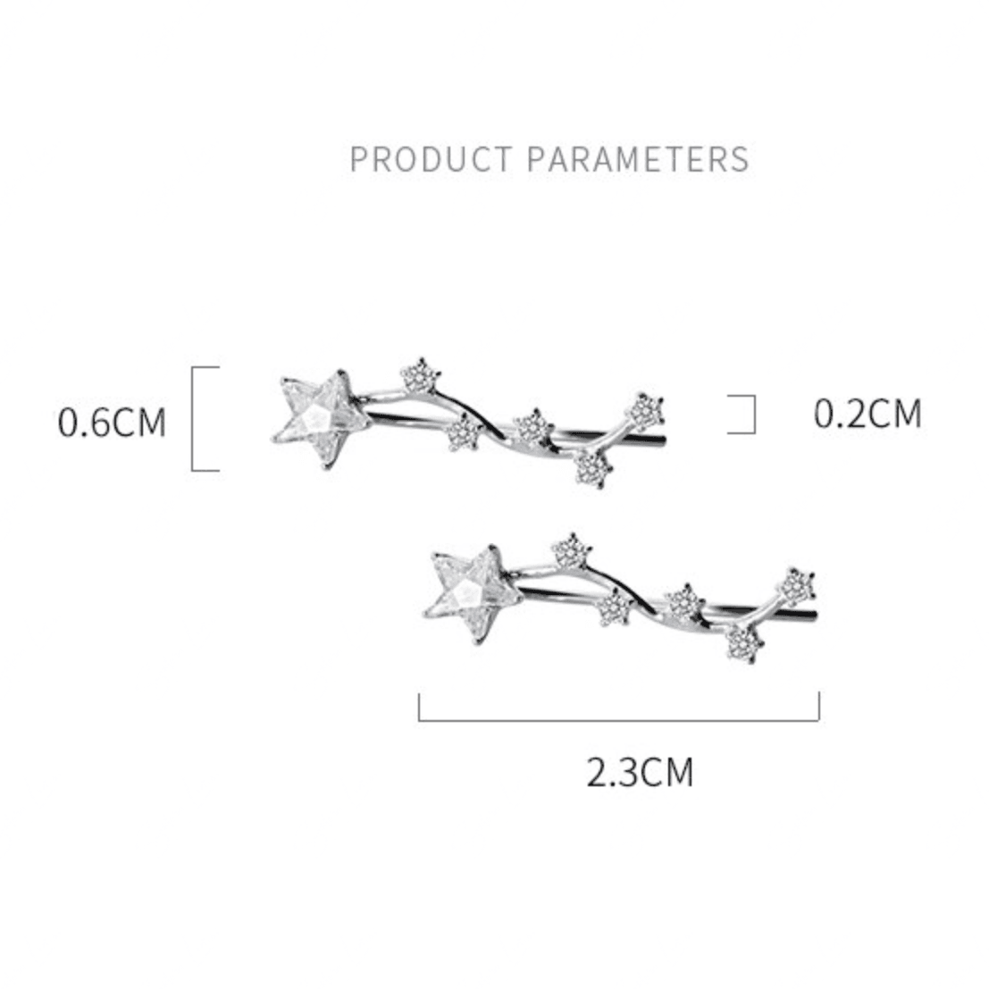 Shooting stars cubic zirconia ear climber stud earrings