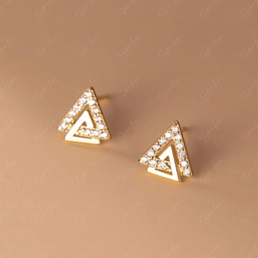 Abstract triangle and V shape sterling silver stud earrings