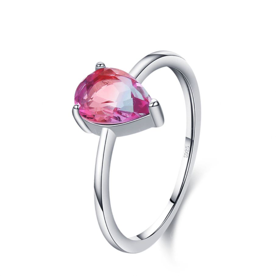 teardrop tourmaline silver ring