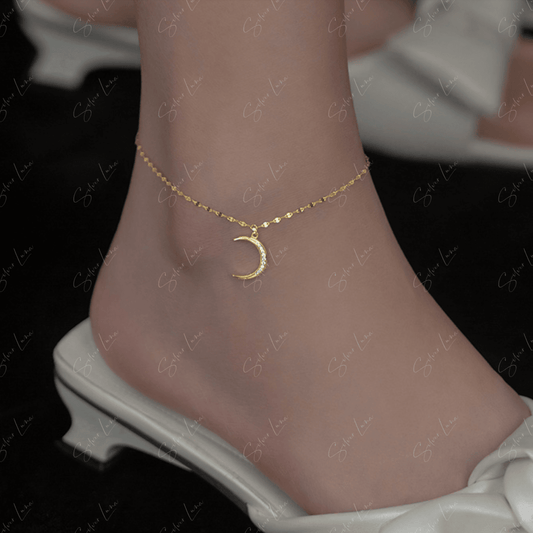 crescent moon gold plated anklet