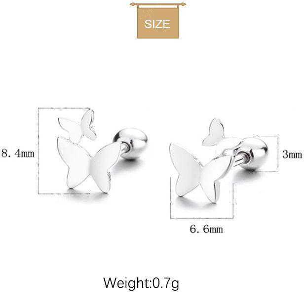 Double butterflies screw back stud earrings