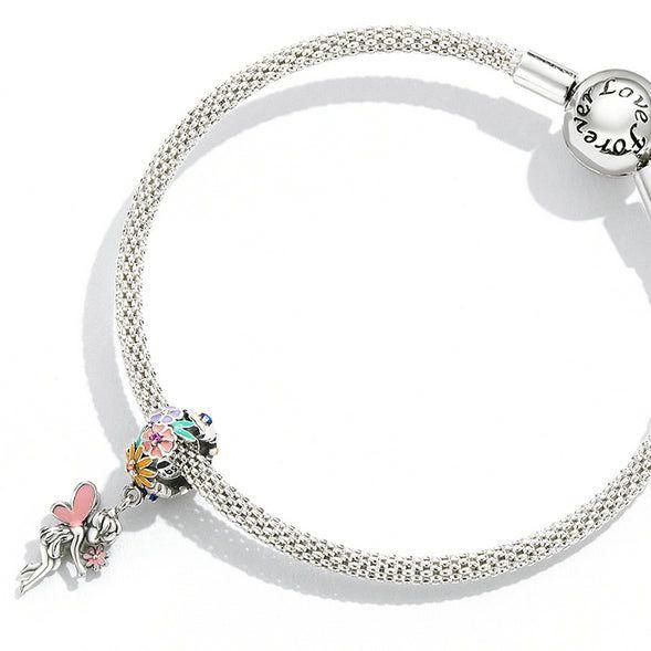 flower fairy pendant silver charm for bracelet