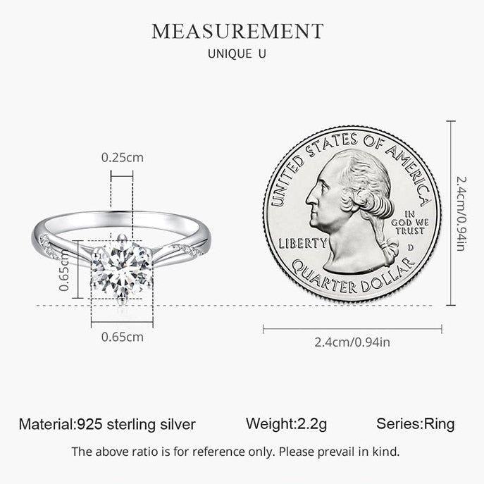 Moissanite sterling silver engagement ring
