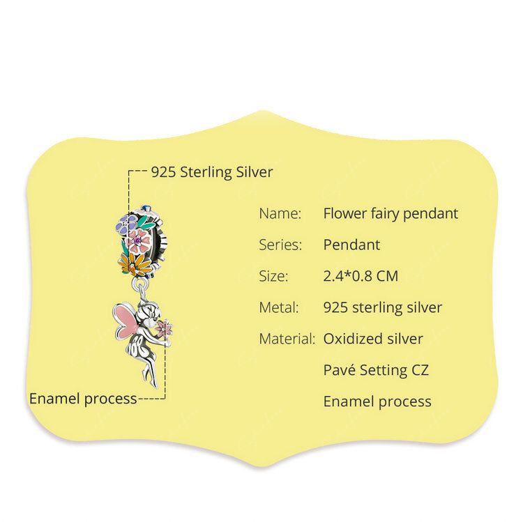Flower fairy sterling silver pendant charm