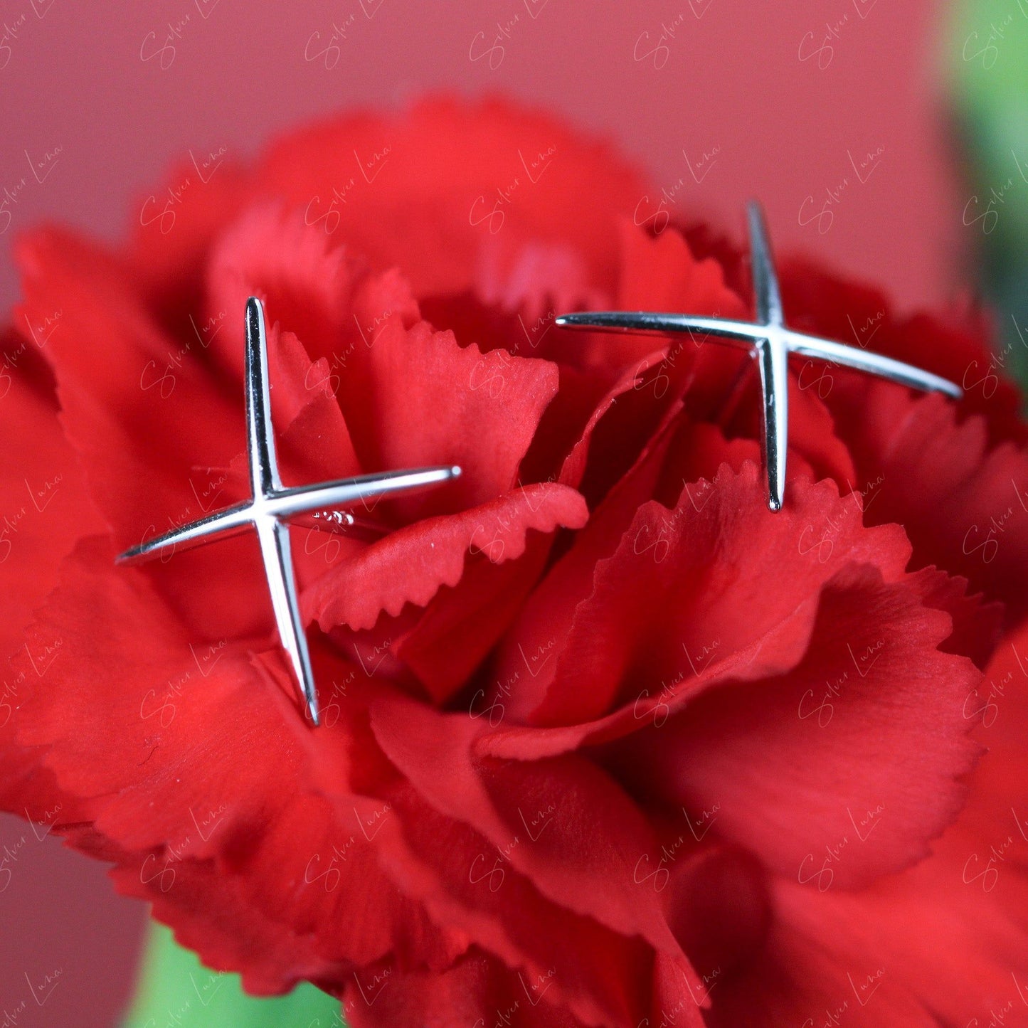 letter X stud earrings