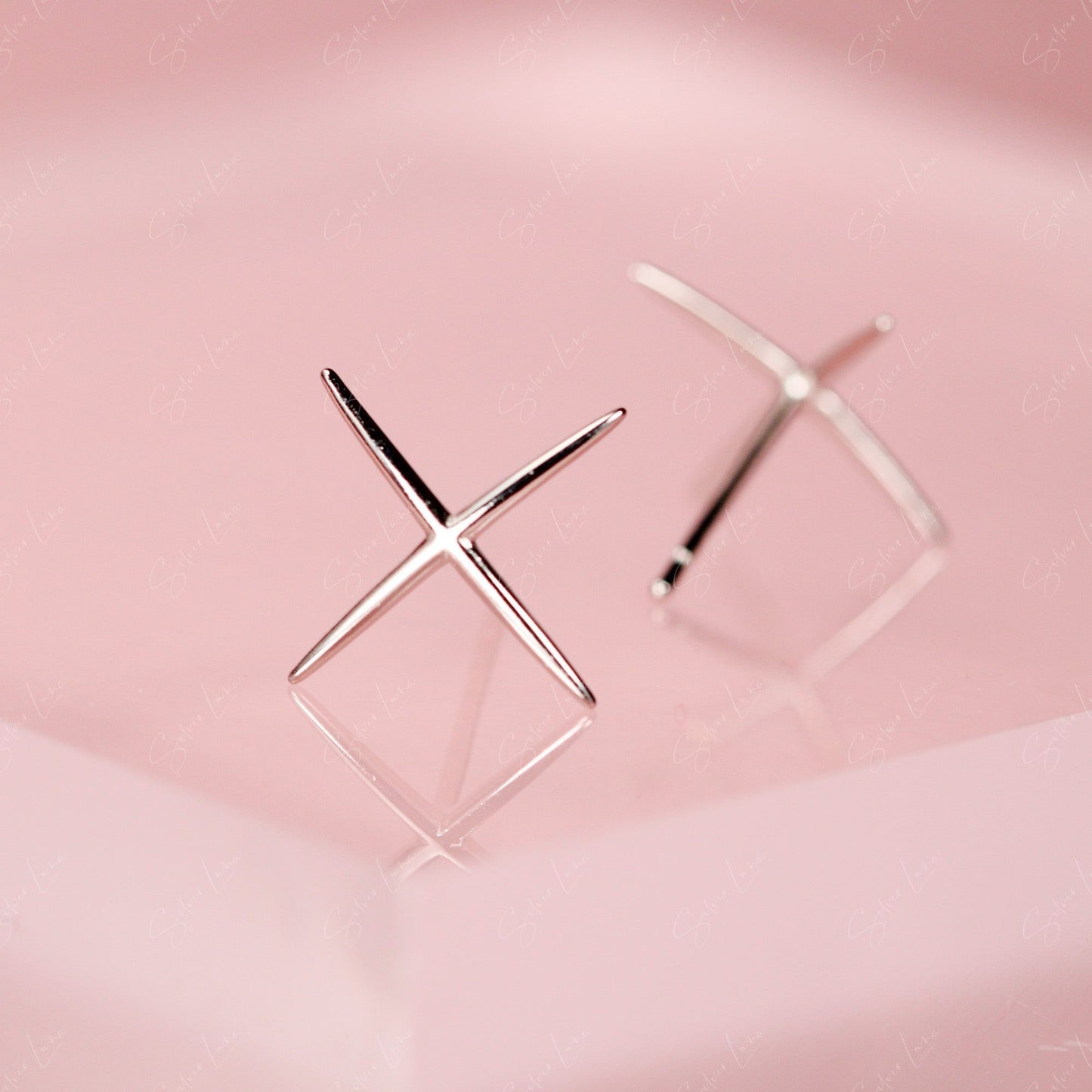 silver X stud earrings