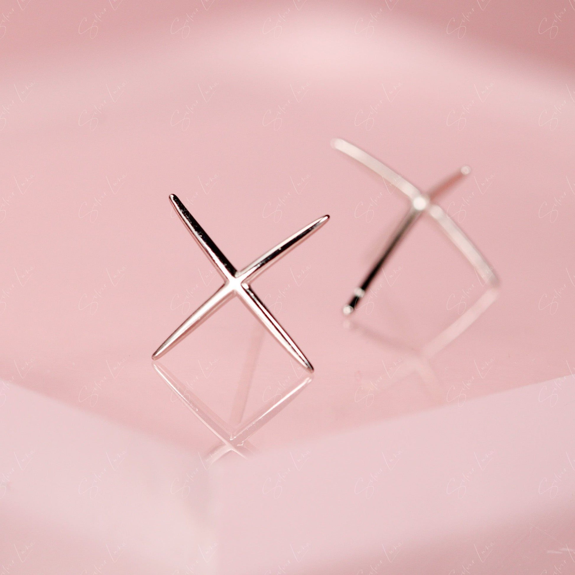 silver X stud earrings