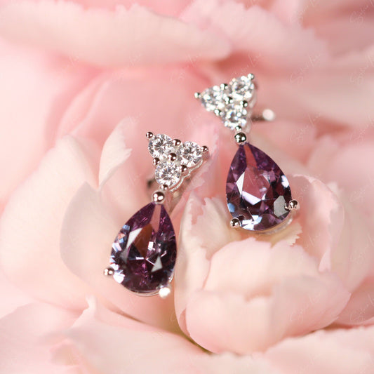 Change color alexandrite teardrop earrings