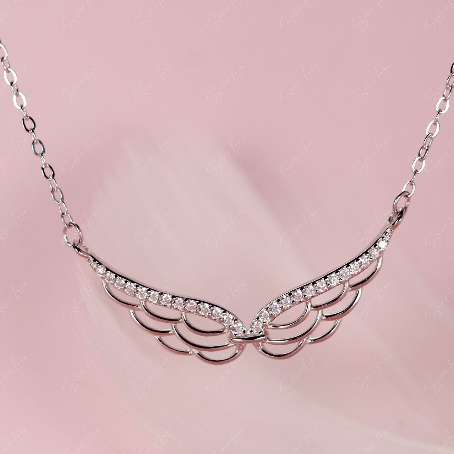 Dainty angle wing pendant necklace